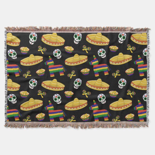 Manta Colorful Día de Muertos Mexican Fiesta Throw Blank (Anverso)