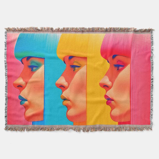 Manta Colorful Faces Vibrant Multicolor Side Profiles (Anverso)