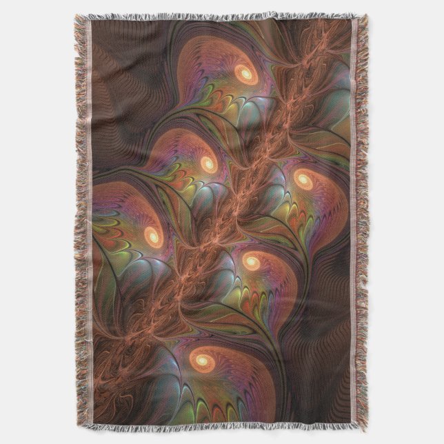 Manta Colorful Fluorescent Abstract Trippy Brown Fractal (Frente vertical)
