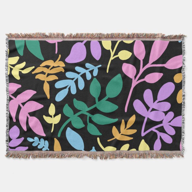 Manta Colorful foliage in black background (Anverso)