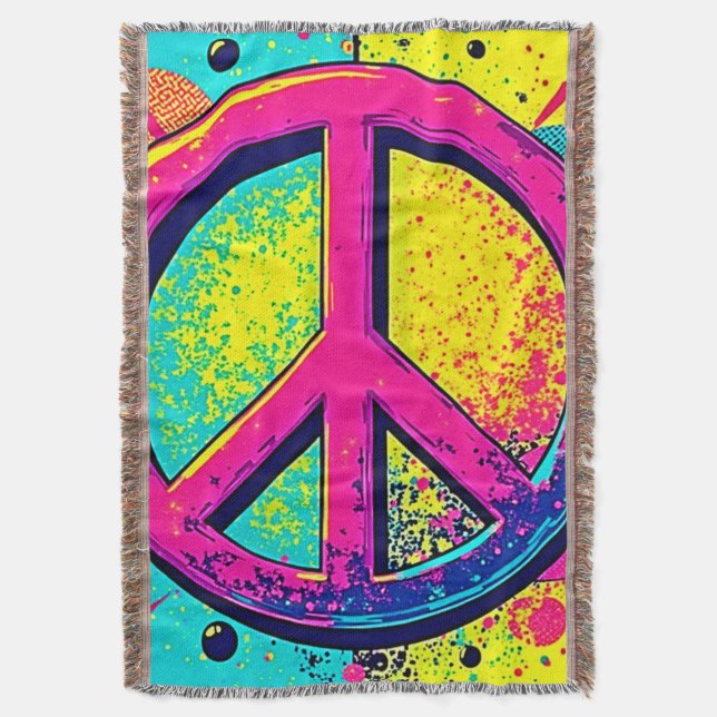 Manta Colorful Retro Peace Sign (Frente vertical)