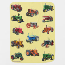 Manta colorida del tractor del vintage - amarillo