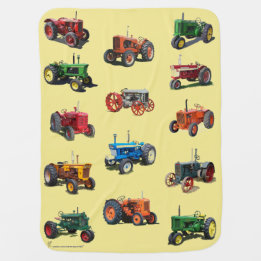 Manta colorida del tractor del vintage - amarillo