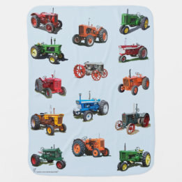 Manta colorida del tractor del vintage - azul