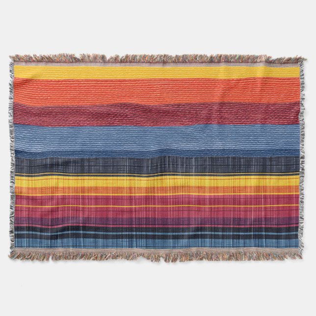 Manta Colorida Stripe Faux Denim Textura (Anverso)