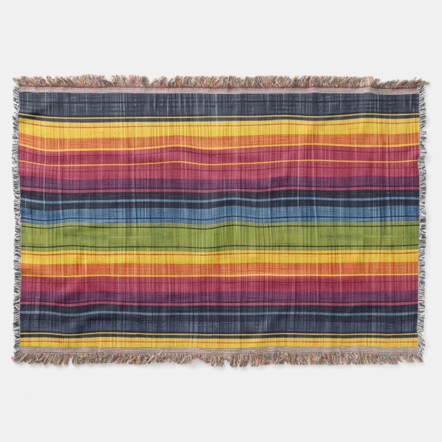 Manta Colorida Stripe Faux Denim Textura (Anverso)