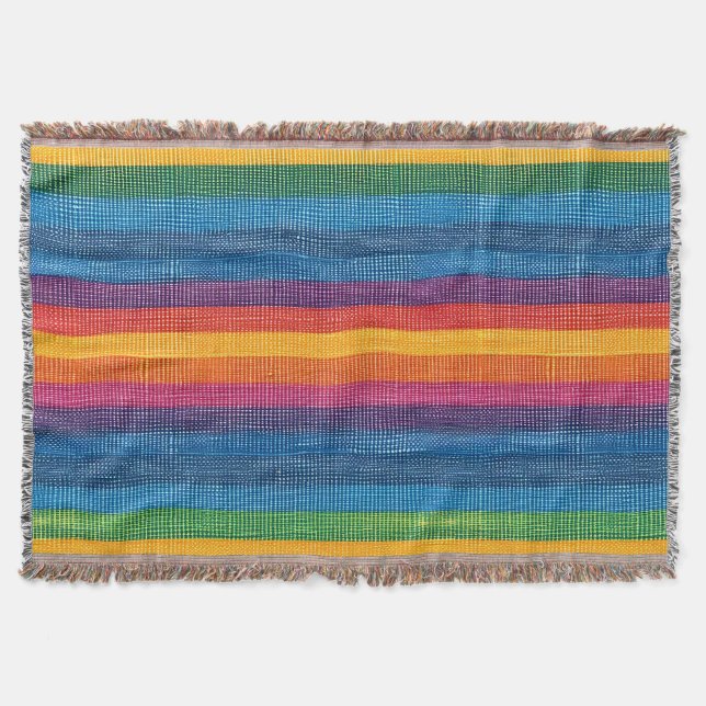 Manta Colorida Stripe Faux Denim Textura (Anverso)