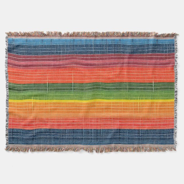 Manta Colorida Stripe Faux Denim Textura (Anverso)