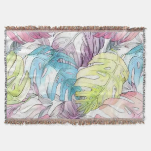 Manta Coloridas hojas tropicales de gran tamaño pintura