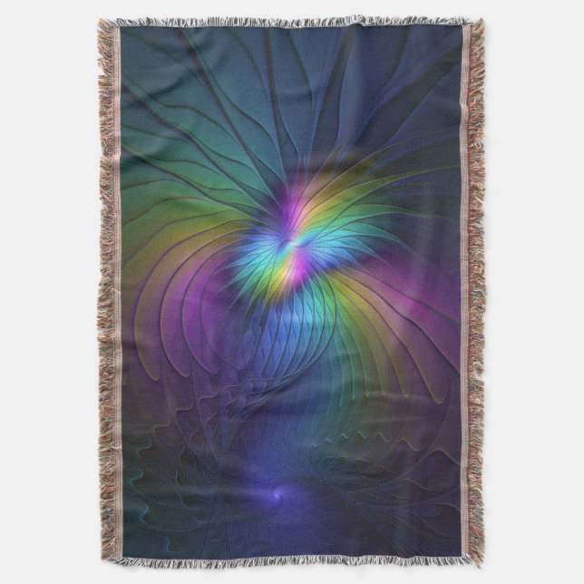 Manta Colorido Con Azul Moderno Resumen Arte Fractal (Frente vertical)