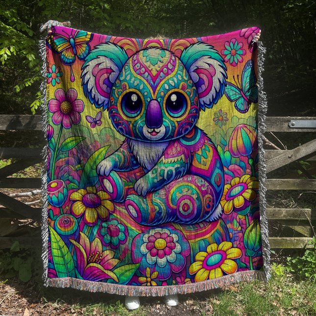 Manta Colorido Koala Bear Psychedelic Throw Blanket (Subido por el creador)