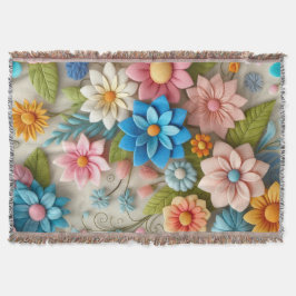 Manta Colorido Pastel Spring 3D Felt Floral Art