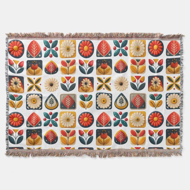 Manta Cómodo diseño floral popular retro (Anverso)