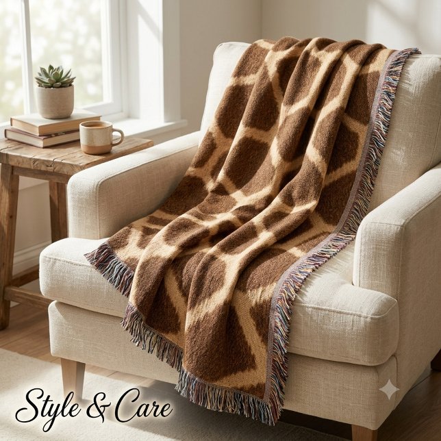 Manta con Estampado de Jirafa para Salón con Estil (Giraffe Pattern Stylish Cozy Living Room Throw Blanket)