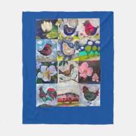 manta con pájaros y flores