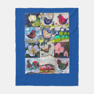 manta con pájaros y flores