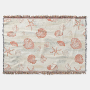 Manta Conchas de playa vintage con coral y estrellas de 