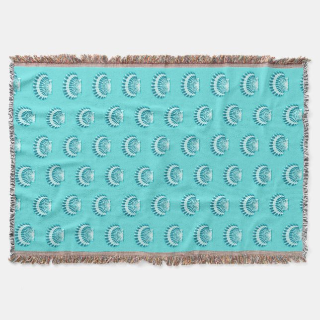 Manta Conchas marinas - aqua y verde azulada (Anverso)