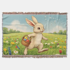 Manta Conejo de Pascua de prado primaveral vintage