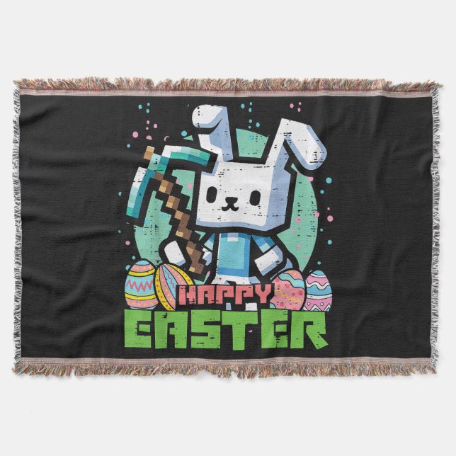 Manta Conejo de Pascua Feliz Juego de Pixel  (Anverso)
