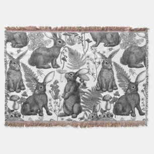 Manta Conejos y flora de bosques2 Throw Blanket