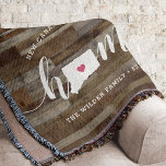 Manta Connecticut Home State Personalized Wood Look<br><div class="desc">Show some home state pride with this cute rustic faux wood plank throw blanket featuring "home" in white calligraphy script lettering with a silhouette map of the state of Connecticut standing in for the letter "O." A pink heart illustration inside the state map completes the design; you can change the...</div>