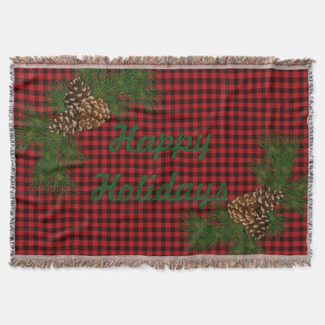 Manta Cono de pino rojizo y negro (Anverso)