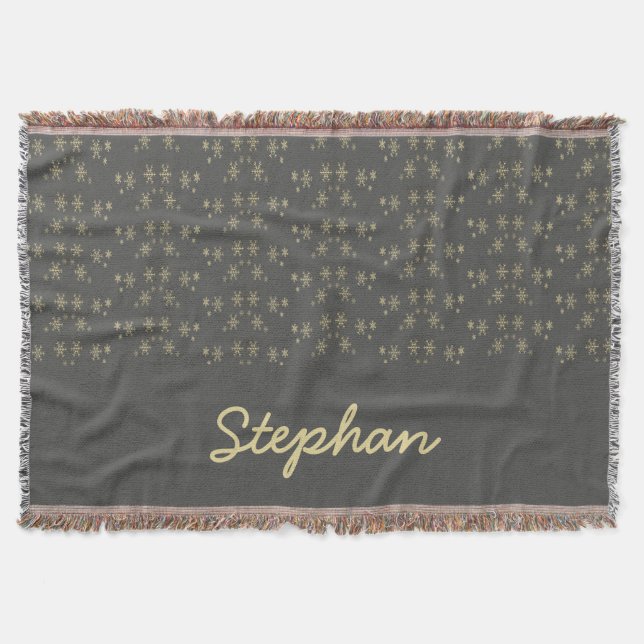 Manta Copos de nieve dorados en gris (Anverso)