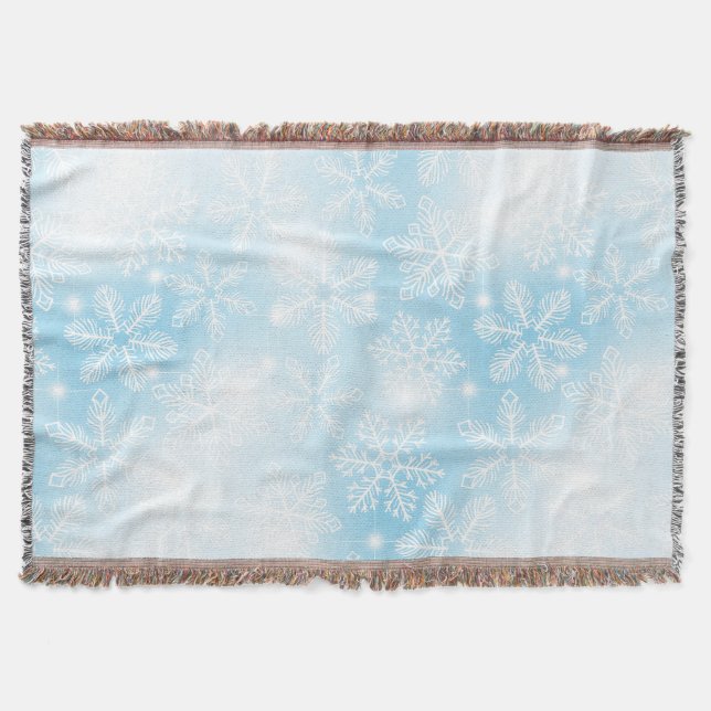 Manta Copos de nieve y luces azules (Anverso)