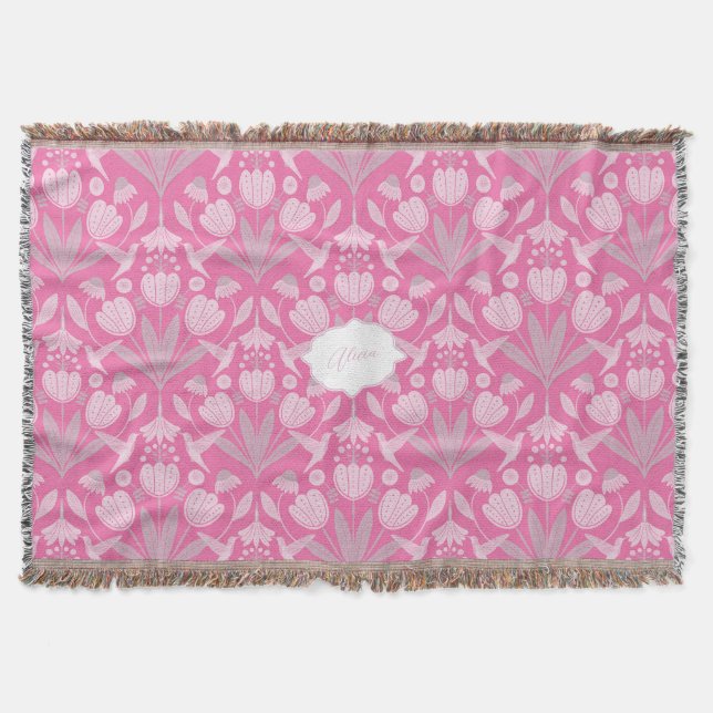 Manta Coquette Hummingbird Coquette floral personalizada (Anverso)