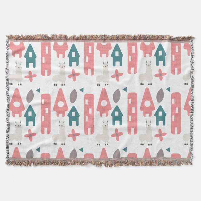 Manta Coral Green Llama Alpaca Animal Homs (Anverso)