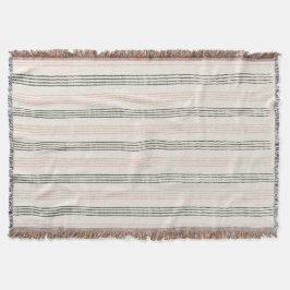 Manta Coral Peach Green Modern Stripe Boho Minimalista