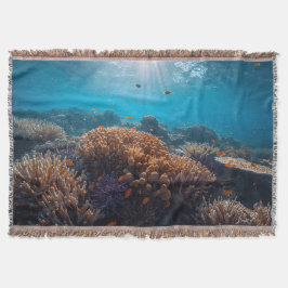 Manta Coral Reef Throw Blanket