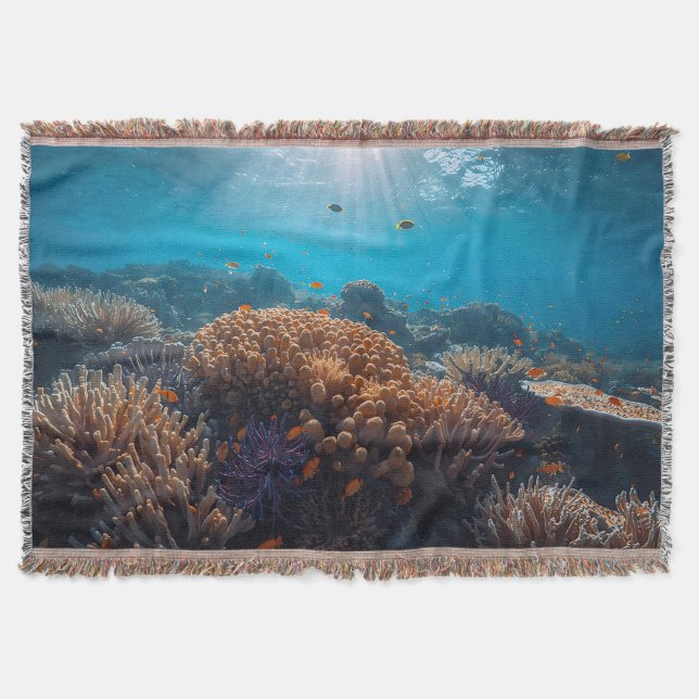 Manta Coral Reef Throw Blanket (Anverso)