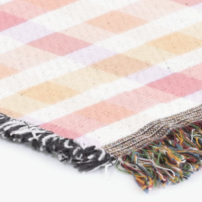 Manta Coral y rosa trenzados (Esquina)