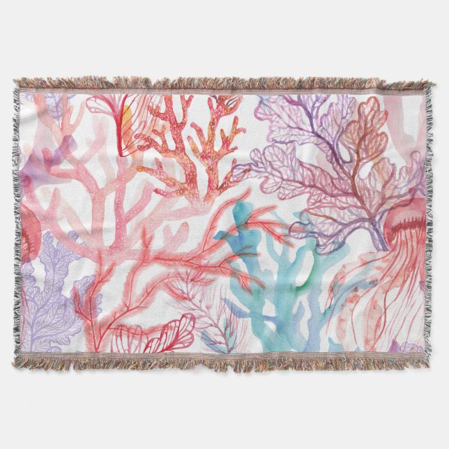 Manta Corales acuáticos: patrón del mundo submarino. (Anverso)