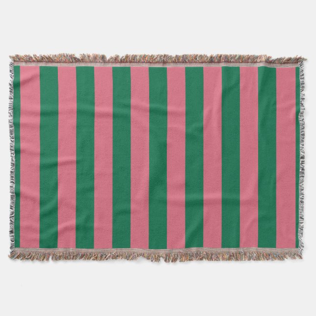Manta Corazón de rosa escabeche verde raya (Anverso)
