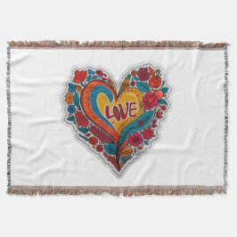 Manta Corazón Floral Colorido Amor | Diseño Romántico