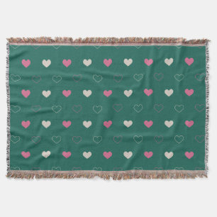 Manta Corazón Rosa y Verde Patrón continuo Lindo Minimal