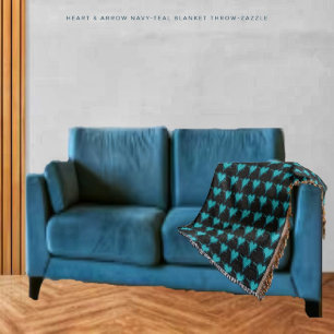 Manta Corazón y flechas-Navy Verde azulado de lanza