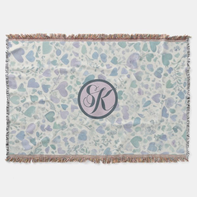 Manta Corazones de amor azul morado verde (Anverso)