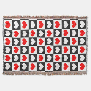 Manta Corazones de cuadros rojos y blancos