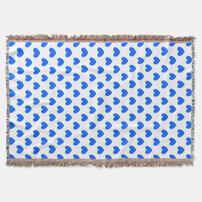 Manta Corazones de polka azul en blanco (Anverso)