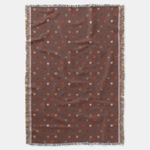 Manta Corazones de polka en marrón kilim