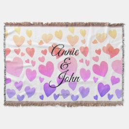 Manta Corazones flotantes de acuarela (personalizable)
