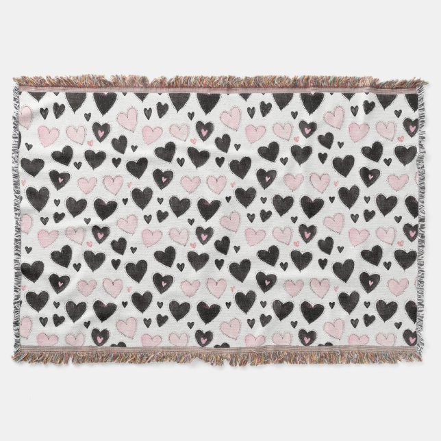 Manta Corazones Negros Rosados (Anverso)