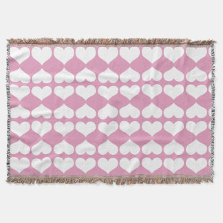 Manta Corazones Rubor Rosa y Blanco Geométrico