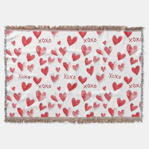 Manta Corazones XOXO rojos