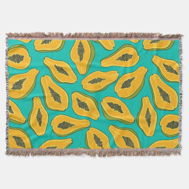 Manta Cortes de papaya en turquesa (Anverso)