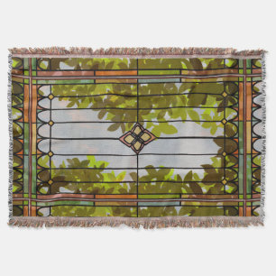 Manta Cortina de ventana con vidrieras de jardín victori